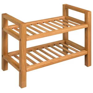 Shoe Rack with 2 Shelves Solid Oak 49.5x27x40 R4E8 - Picture 1 of 5