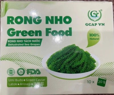 9 Packs x 20g Organic Sea Grapes Viet Nam GREEN FOOD - Dehydrated lato seaweed
