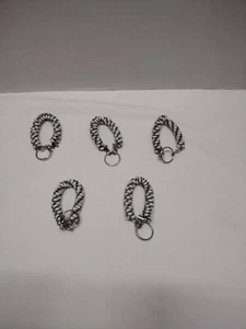 Spiral Paracord Wrist Keychain Black/White Lot of 5-BW#1 - Picture 1 of 4