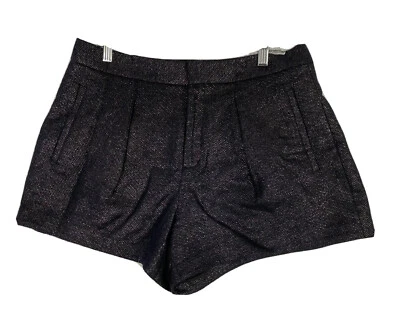 Helmut Lang Pleated Shorts Knit 6 Black Shimmer Women's SW-PT0478 32x4 - Image 1 of 4