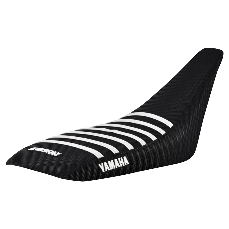 Cubierta de asiento con pinza Yamaha YFZ 450 2004-2013 todo negro/blanco costillas logotipo #200 Foto 1 de 4