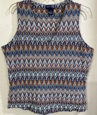Camiseta sin mangas suéter Venezia 18/20 usada en excelente estado cuello en V patrón divertido Foto 1 de 4