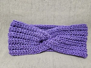 Handmade Twisted Crochet Earwarmer Headband Purple Sparkle Medium/Large - Bild 1 von 6