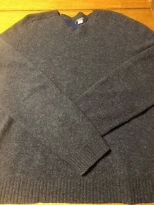 EXPRESS 100% Lammwolle Pullover Herren Gr. XL Navy V-Ausschnitt - Bild 1 von 6