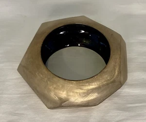 Alexis Bittar Faceted Lucite Bangle Bracelet Golden Black Signed Stamped - Picture 1 of 9