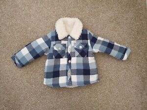 Baby Boys Blue & White Check Jacket Age 3-6 Months