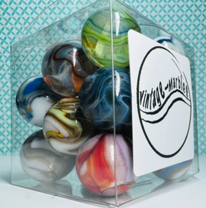 MN 22 Lot JABO Swirl Slag Aventurine Shooter Vintage Marbles MIB Collection 3/4" - Picture 1 of 23