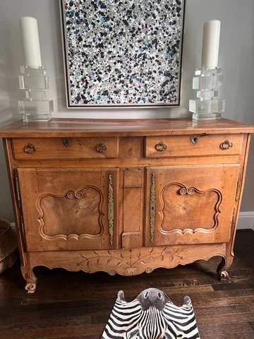 EARLY 19th CENTURY FRENCH PROVINCIAL PATINATED OAK SERVER CABINET Cover