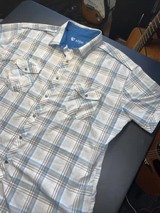 Kuhl Konquer Mens Size XXL Eluxor Short Sleeve Plaid Pearl Snap Shirt - Picture 1 of 12