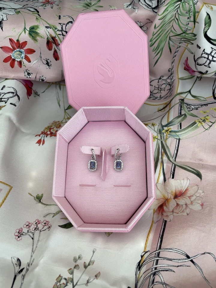 Swarovski Millenia Drop-Ohrhänger Oktagon-Schliff Blau Rhodiniert 5619500