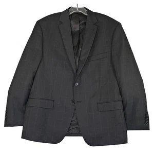 Collection by Michael Strahan Mens 42S Black Plaid Two Button Wool Blend Blazer - Picture 1 of 6