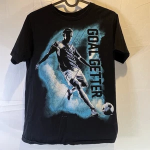 Children's Place Boys XL 14 Black Graphic Tshirt Goal Getter Soccer Sports - Picture 1 of 3