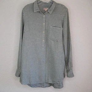 VTG 90's Merona Women's Polo Beach Cover Shirt XL Long-Tail Stripe Pullover L/S - Picture 1 of 10