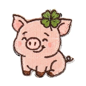 Café Viereck ® Glücksschwein Patch gestickt mit Klett 3,5 x 4 cm - Bild 1 von 3