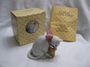 Sigma Beatrix Potter Porzellan Katze in rosa Schleife mit Maus Figur Miss Moppet - Bild 1 von 20
