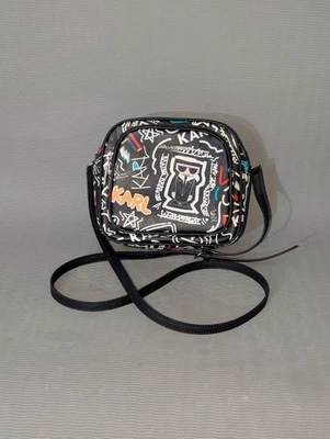 Karl Lagerfeld Paris Black Orange Camera Bag  Graffiti Crossbody Black  - Image 1 of 4
