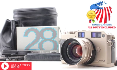 ⏯ [Top MINT w/ Hood Case] Contax G1 35mm Film Camera Body Biogon 28mm Lens JAPAN - Image 1 of 4