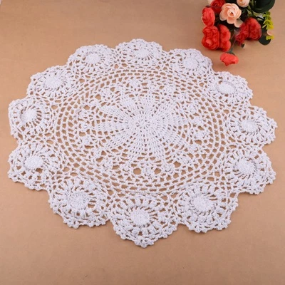 Häkeldeckchen Spitzendeckchen Deckchen Tischdecke NUR Weiss 45cm Baumwolle ke - Bild 1 von 2
