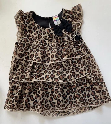 Top túnica con estampado de guepardo para niñas talla 3T capas con volantes Foto 1 de 4