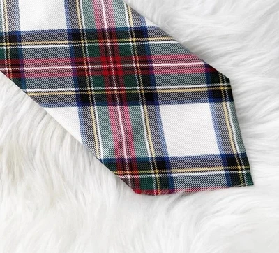 Corbata a Cuadros Paul Fredrick 100% Seda Hecha en Italia - Tartán Rojo Verde Azul Marino Foto 1 de 4