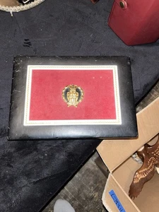 Dante Schmuckkästchen Holz Schwarz Leder Top Ring Aufbewahrung Organizer Rot Selten - Bild 1 von 4