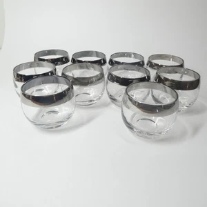 10 Silver Band Rim Roly Poly Glasses MCM Dorothy Thorpe Vintage - Picture 1 of 11