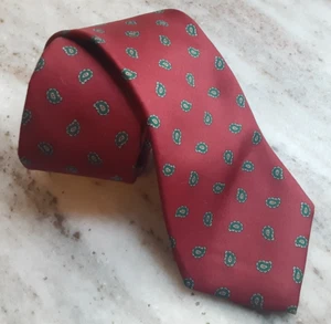 Vtg Rooster Silk Tie 3.25" x 56" Crimson Red Paisley Foulard Made in USA - Picture 1 of 16