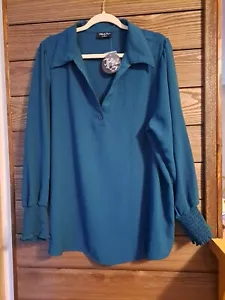 NWT Jolie & Joy Womens Top 3X Teal Tunic Casual Top - Picture 1 of 9