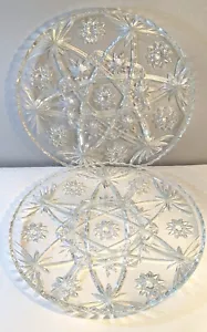 2 MCM Platters Starburst ANCHOR HOCKING Prescut Cut Glass 13" Torte Relish Plate - Picture 1 of 11