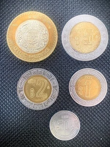 BIMETALLISCHE MEXIKANISCHE MÜNZEN 10 $ 5 2 $ 1 $ 0,50 $ PESOS 2023 CALENDARIO AZTEKA - Bild 1 von 3