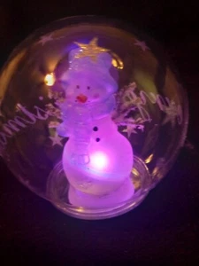 SNOWMAN COLOR CHANGING LED Light UP Hand Blown Glass CHRISTMAS Table DECOR NEW - Picture 1 of 12