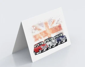 Classic Mini Cooper Sportpack Birthday Car Greetings Card Union Jack Large A5 - Picture 1 of 2