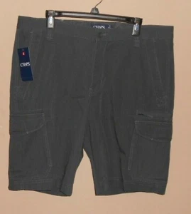 NWT Men's CHAPS Cargo Size 36 Gray Flat Front Shorts w/ Pockets-38"x10" - Picture 1 of 4