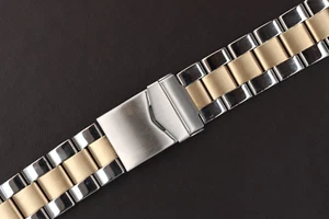 Hadley-Roma 19mm-26mm Yellow Gold Plated & Steel Mens Watch Bracelet/Band - Picture 1 of 4