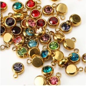 40pcs Golden Mix Color Crystal Birthstone Charms DIY Beads Pendants For Jewelry - Picture 1 of 5