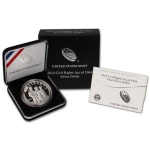2014-P CIVIL RIGHTS ACT OF 1964 PROOF SILVER DOLLAR - BOX AND COA INCL. - Picture 1 of 4