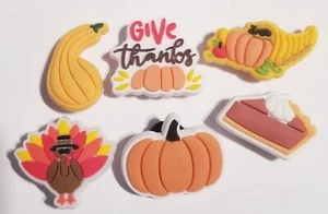 HAPPY THANKSGIVING! 6pc Shoe Charms Set Croc Compatible! Give Thanks! NEW! - Picture 1 of 2