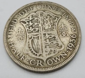 1936 Half Crown Silver Coin King George VI Great Britain - FREE SHIPPING - Picture 1 of 2