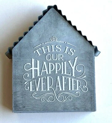 Ganz Wood Block Tin Roof Home Figurine "This Is Our Happily Ever After" 3"x4" - Image 1 of 4