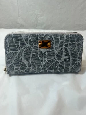 Cartera Bevini Azul Claro Gamuza Tela Cuero Hecha en ITALIA Foto 1 de 4