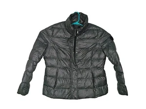 Lauren Ralph Lauren Goose Down Puffer Packable Jacket Black Grey Zip Womens XL - Picture 1 of 12
