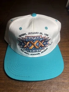 Super Bowl XXX Sun Devil Stadium Snapback Hat 1996 NFL - White/Aqua - Picture 1 of 8