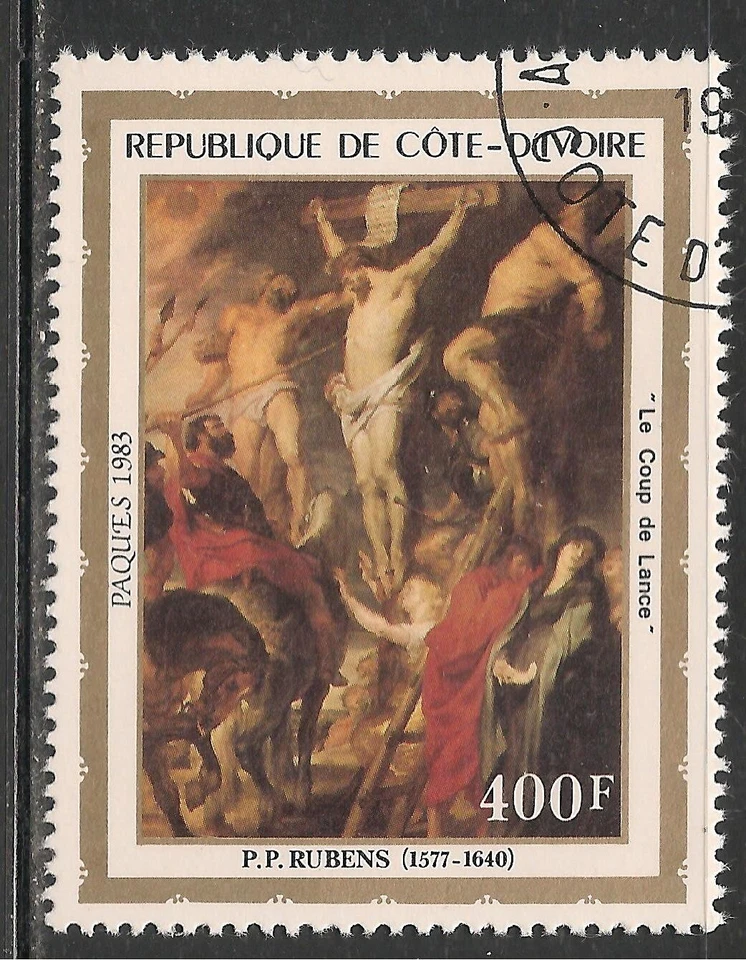 Costa de Marfil #676 en muy buen estado usado - Crucifixión 350 fr 1983, por Rubens - Pintura Foto 1 de 1