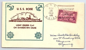 USS Boise CL 47 Shakedown Cruise Cape Town South Africa 11-18-1936 Cover CV129 - Picture 1 of 2