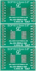 MSOP16, TFSOP16 0.50mm(0.02") to DIP 0.6" (1.27mm pin raster) - 3 PCS. [AU] - Picture 1 of 1