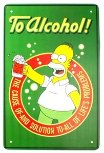Homer Simpson To Alcohol Pub, Bar Metal Wall Sign Door 30 x 20 cm - Picture 1 of 1