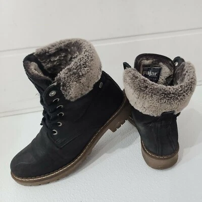 PAJAR серый мех 1963 водонепроницаемый непроницаемый ботинки США размер 7-7,5 ЕС 38 черный - Изображение 1 из 4