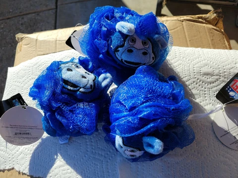 3 Indianapolis Colts Bath Loofah Mascot NFL  Colt Cow Scrubby Pouf FAN GIFT NWT Cover