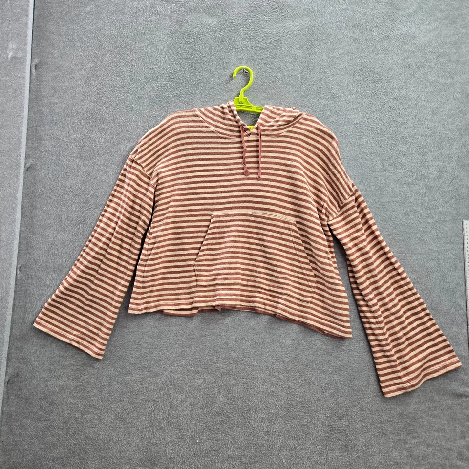 Sudadera Roxy Mujer Grande Roja Rayas Recortada Sudadera con Capucha Manga Campana Foto 1 de 4