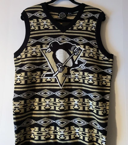 Pittsburgh Penguins NHL Aztec Ugly Sweater Vest Size Medium Cover